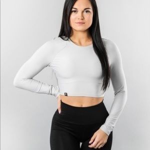Alphalete Long Sleeve Crop Top - Cloud Grey